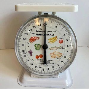 Vintage 1970s American Family Scale Food 25lbs White Metal Retro Farmhouse